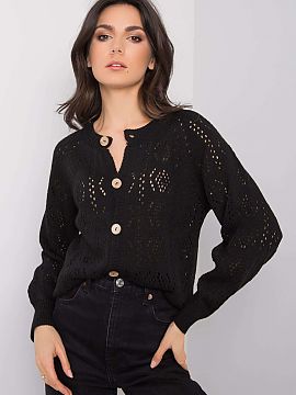 Cardigan Och Bella  Black long sleeve unbuttoned sweater.