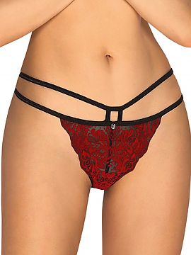 Panties Obsessive  Beautiful panties made of impressive lace in red wine colour. Covered with stylish, floral ornament. The pattern can be felt under the finge
