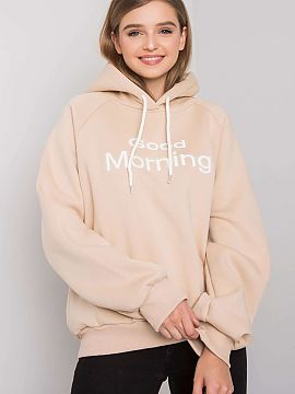 Sweatshirt Ex Moda  Beige warmed up sweatshirt with a hood. Perfect for everyday wear.