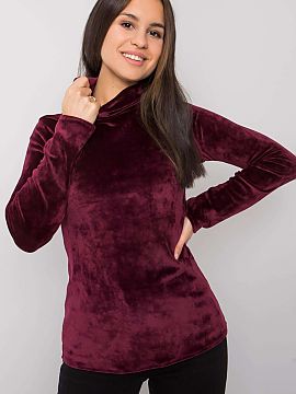 Turtleneck Lakerta  Velour turtleneck in burgundy color, a straight cut with long sleeves. Perfect for many occasions.