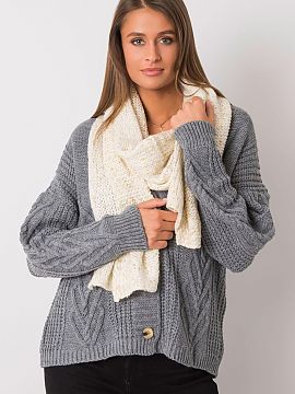 Shawl AT  Scarf with metallic thread in ecru colour. 
 Dimensions: approx. 200 x 33 cm
