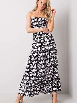 Daydress Fresh Made  Long summer dress without straps and sleeves. The top of the dress with supportive elastics, a ruffle at the bottom.
