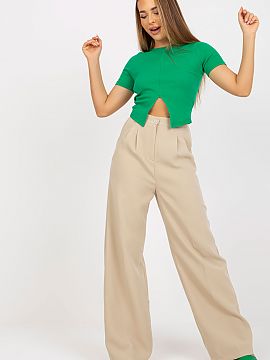 Trousers Xsapienza  Long high-waisted women\'s pants with a zipper and button closure. On the sides slip pockets. Perfect for a wide range of styling.