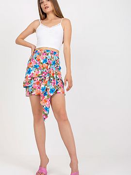 Short skirt Rue Paris  Mini skirt with a pencil cut, decorative binding on the front. Perfect for many occasions.