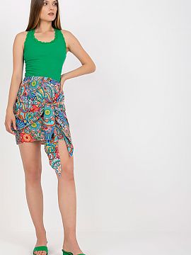 Short skirt Rue Paris  Mini skirt with a pencil cut, decorative binding on the front. Perfect for many occasions.