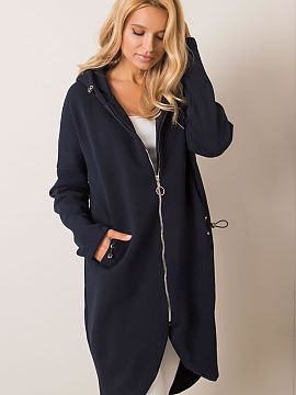 Sweatshirt Rue Paris  Sweatshirt with an extended cut, zippered. Sweatshirt with long sleeves and a hood. Slip-in pockets on the sides.
