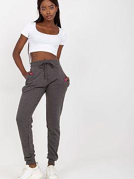 Tracksuit trousers BFG  Sweatpants with elastic waistband, slip pockets on the sides. High-waisted pants with a tie at the waist.
