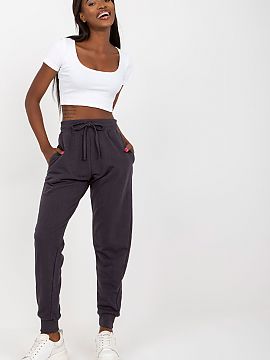 Tracksuit trousers BFG  Sweatpants with elastic waistband, slip pockets on the sides. High-waisted pants with a tie at the waist.