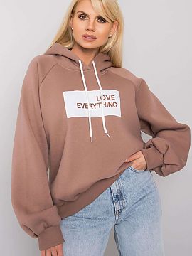 Sweatshirt Ex Moda  Women\'s sweatshirt with long sleeves and a hood. Decorative inscription on the front.