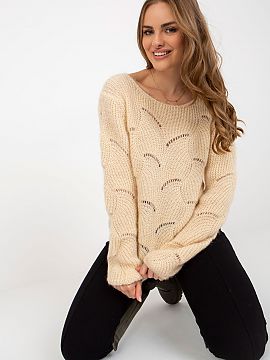 Jumper Och Bella   Openwork sweater with long sleeves and a boat neckline. A proposition for many occasions.