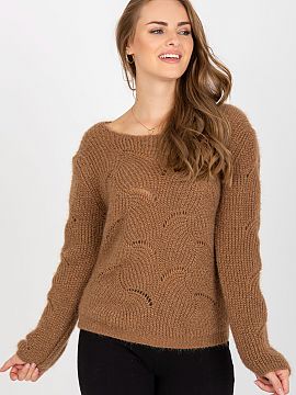 Jumper Och Bella   Openwork sweater with long sleeves and a boat neckline. A proposition for many occasions.