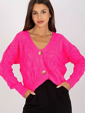 Cardigan Rue Paris  Women\'s button-down sweater. Sweater with openwork pattern and long sleeve. A perfect choice for many occasions.