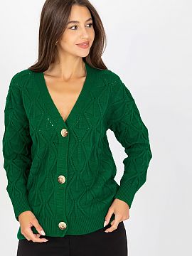 Cardigan Rue Paris  Women\'s button-down sweater. Sweater with openwork pattern and long sleeve. A perfect choice for many occasions.