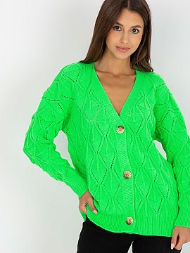 Cardigan Rue Paris  Women\'s button-down sweater. Sweater with openwork pattern and long sleeve. A perfect choice for many occasions.