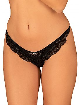 Panties Obsessive  Ivannes panties with a sexy cut. Feminine lace on the front, decorated with a jewelry pendant, adds elegance and chic. Gently translucent ma