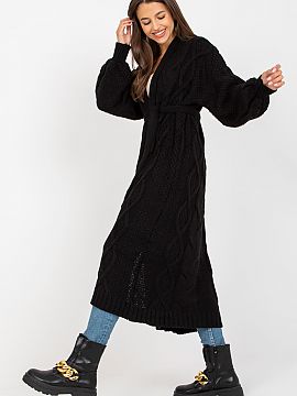 Cardigan Rue Paris  Long cardigan with long sleeves and a tie belt. A perfect choice for many outfits.