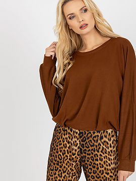 Jumper Och Bella  Women\'s sweater with long sleeves and a boat neckline. On the back there is a slit with decorative binding.