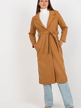 Coat Och Bella  Women\'s coat with long sleeves and slip pockets. The coat is fully lined, complete with a tie belt.