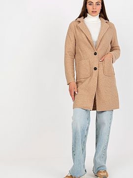Coat Och Bella  Women\'s coat with long sleeves and patch slip pockets. The coat is unlined and buttoned.