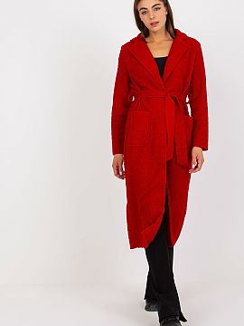 Coat Och Bella  Women\'s coat with long sleeves and patch slip pockets. The coat is unlined, buttoned, with a tie belt.
