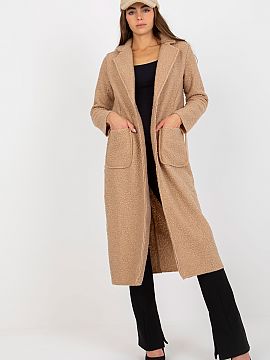 Coat Och Bella  Women\'s coat with long sleeves and patch slip pockets. The coat is unlined, buttoned, with a tie belt.
