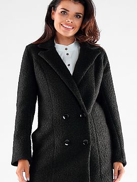 Coat awama  Elegant double-breasted coat fastened with large black buttons. It will be perfect for many occasions. The coat is fully lined.