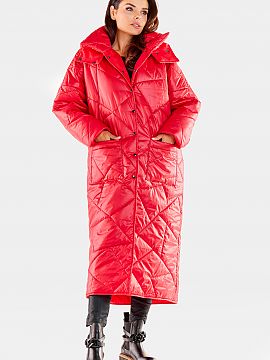 Coat awama  Long quilted coat with pockets, fastened with press studs. It has a large hood, which can protect against rain and wind. It will be perfect 