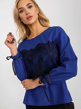 Blouse Lakerta  A formal blouse with long sleeves, decorative lace and binding. A perfect choice for many occasions.