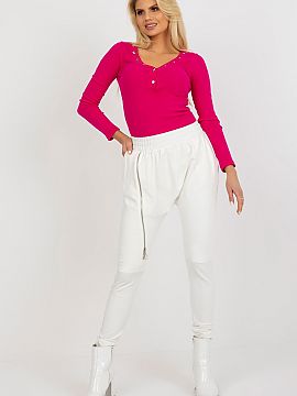 Tracksuit trousers Ex Moda  Sweatpants with high waist, elastic waistband and decorative zipper. Slip pockets on the sides.