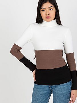 Turtleneck Rue Paris  Long-sleeved and turtleneck sweater, made of ribbed fabric in three colors.