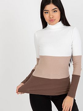 Turtleneck Rue Paris  Long-sleeved and turtleneck sweater, made of ribbed fabric in three colors.