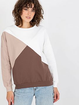 Sweatshirt Relevance  Women\'s sweatshirt with long sleeves and round neckline. The sweatshirt is made of fabric in three colors.