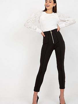 Leggings Och Bella  Elegant high-waisted, zippered leggings. Perfect for many occasions.