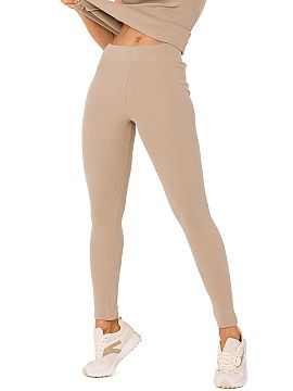 Leggings Moe  Fashionable ribbed knit leggings with a logo patch, a favorite in the home closet as well as a basic to wear every day with a tunic or sweat