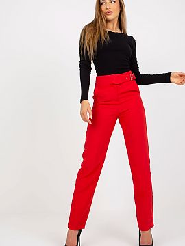 Trousers Xsapienza  Long women\'s pants with straight legs and a high rise. The pants are fastened with a zipper and buttons. There is a sewn-in belt at the wai