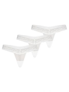 Set Teyli  Sets of women\'s thongs, in snow white color. Made very aesthetically, from fine-weave see-through mesh, which is combined with elastic patt
