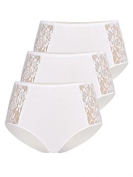 Set Teyli  Multi-pack of women\'s panties in white. The 3-pack includes high-waisted panties, which hide the imperfections of the figure, and are made 