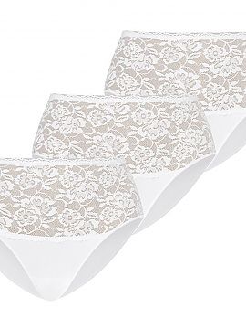 Set Teyli  Multi-pack of women\'s panties in white. The panties in the set have a high waist, reach to the navel and mask the shortcomings of the figur