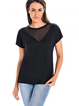 Blouse Teyli  Bamboo short-sleeved women\'s T-shirt in black. In its composition, in addition to bamboo, it has an elastic fiber, thanks to which it adapt