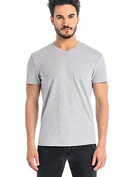 T-shirt Teyli  Men\'s t-shirt in light gray color. It is made of top quality cotton with the addition of elastic Lycra thread. The men\'s t-shirt is very s