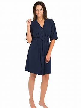 Bathrobe Teyli  Women\'s viscose negligee in navy blue color. It is very nice to the touch and pleasant to the body. It owes this to the high-quality fabric