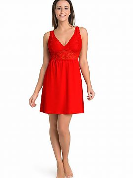Sexy shirt Teyli  Gloria nightgown in viscose, red, suitable for sleeping because of its composition. Thanks to its cooling properties, it is very breathable 