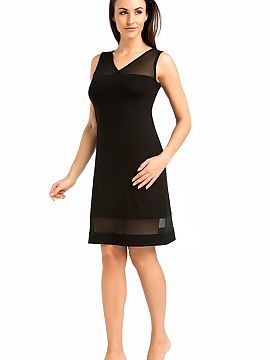 Nightshirt Teyli  Betti women\'s nightgown in black. It is made of high-quality, airy viscose combined with delicate mesh, which decorates the bottom and shou
