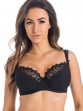 Semi-soft Teyli  The eco exclusive bra in black is semi-padded and is made of high-quality cotton and high-quality stretch lace soft to the touch and for the