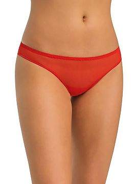 Brazilian style panties Teyli  Sexy women\'s panties made of thin, transparent mesh in red. They are made of airy and delicate mesh without any lace or other decorations. 