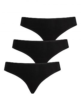 Set Teyli  A 3-pack of women\'s bamboo thongs in black. The 3-pack consists of three pairs of panties in the same color from size XS to XXL. High-quali