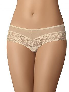 Brazilian style panties Teyli  Flesh-colored women\'s brazilians, made of thin and transparent material. They are very impressively combined with delicate lace with a flor