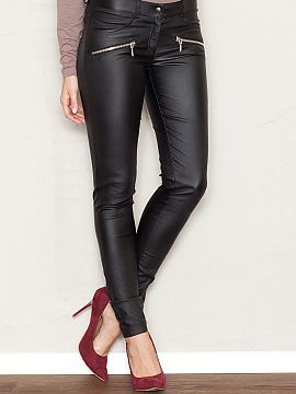 Women trousers Figl  Figure-hugging trousers made of pleasant viscose with elastane. Front and back pockets, belt with belt loops, button closure and a zip. Tubu
