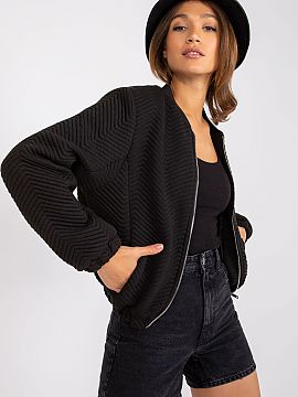 Jacket Rue Paris  Black women\'s lined jacket is an excellent choice for cold days. Made of durable 100% polyester material. The model has pockets, elastic at
