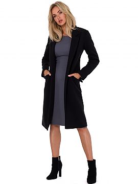 Coat Moe  Women\'s fleece coat of classic cut with a padded collar. The coat is fastened with two buttons, with long sleeves. The coat is fully lined,